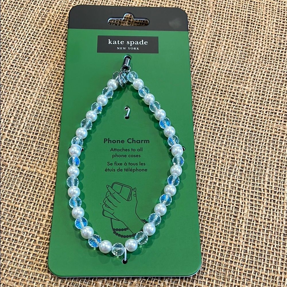 Kate Spade Blue and White Phone Charm